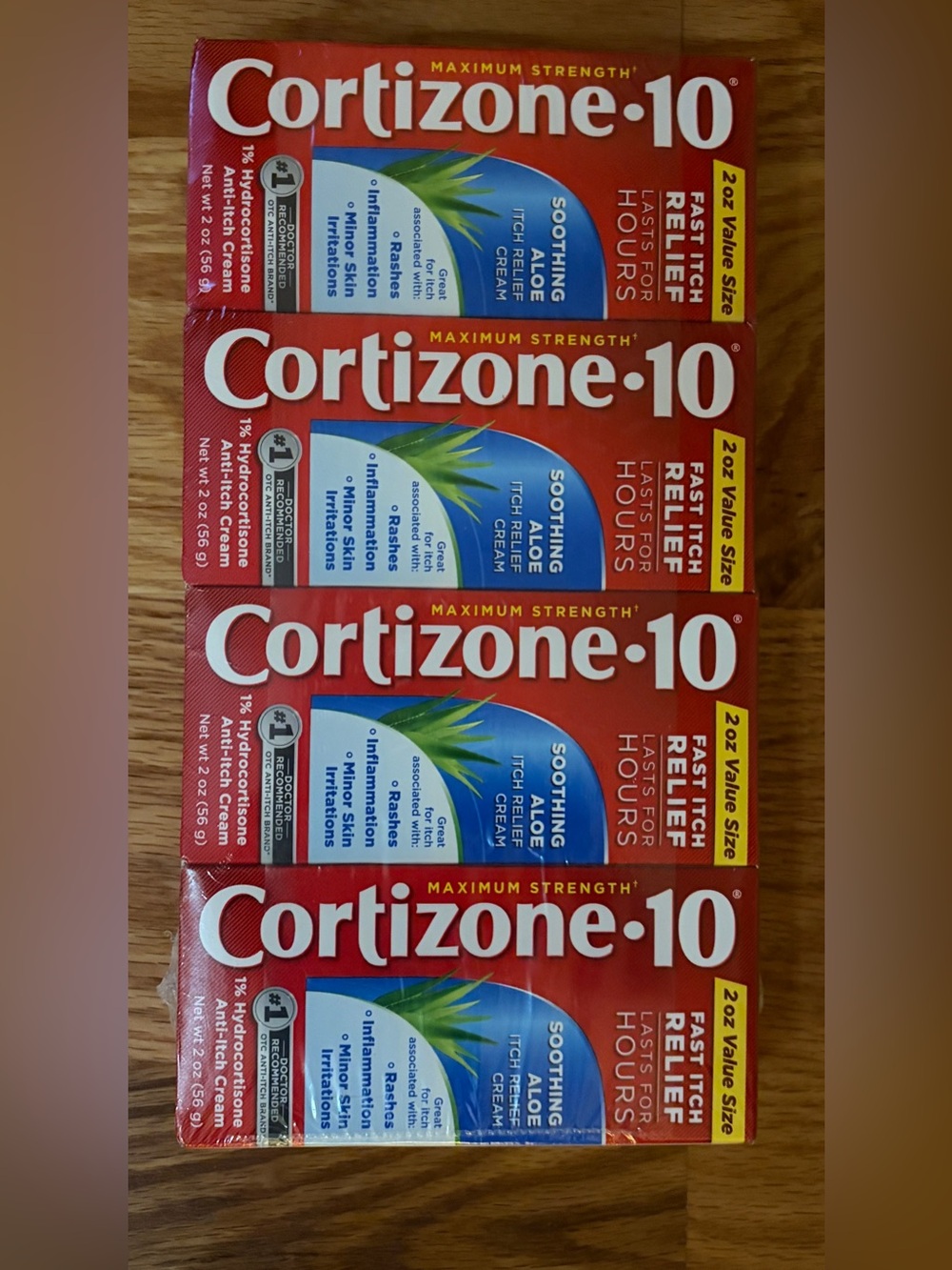 4 packs of Cortizone 10 Maximum Strength Fast Itch Relief Cream - Red